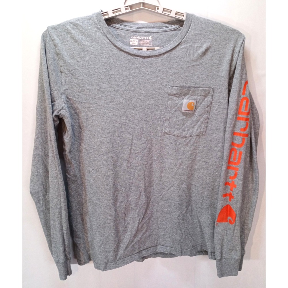 Carhartt Boy's Long Sleeve Pocket T-Shirt,  XL 18-20, Gray